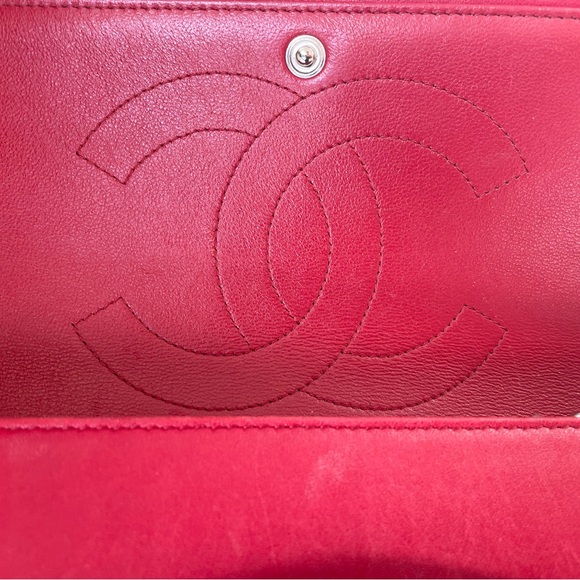 Authentic CHANEL Red Leather Jumbo Double Flap Bag Purse Silver Hardware RARE! - Picture 5 of 16